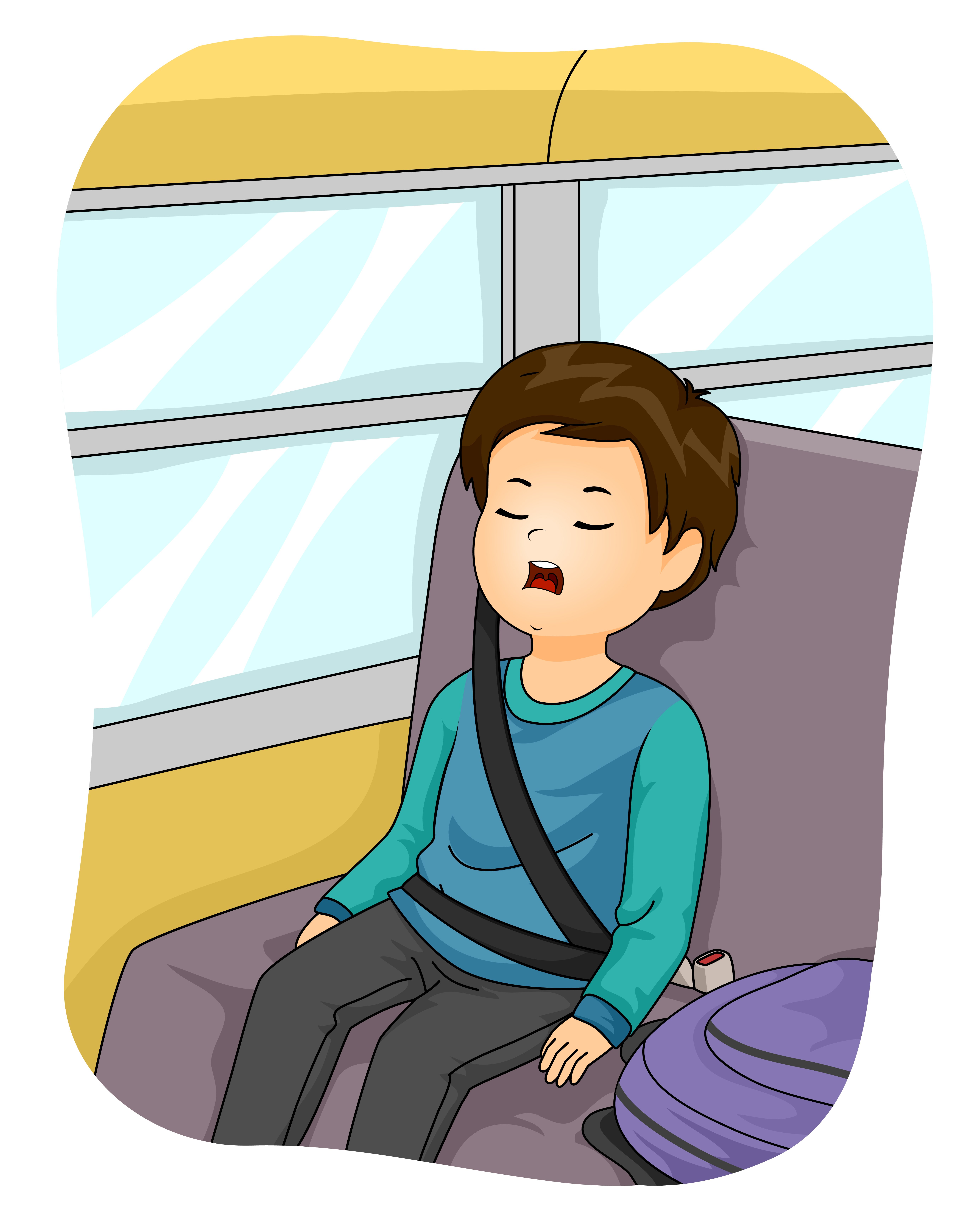 Спящий человек в автобусе рисунок